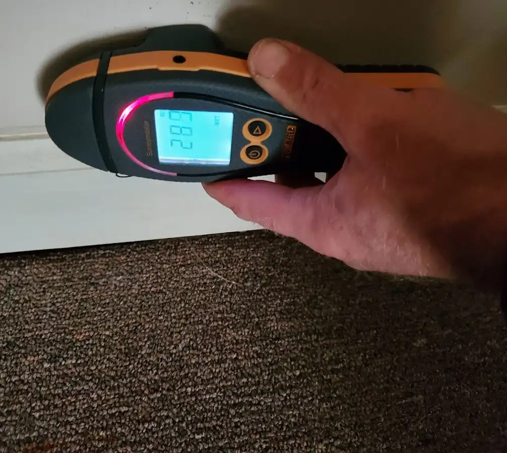 Moisture detection at baseboard during Mold Inspection & Testing in Sierra Vista Southeast
